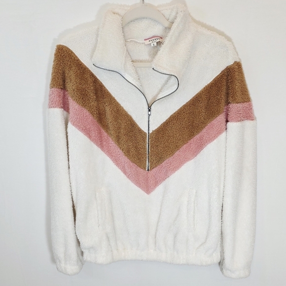 Andree By Unit Half Zip Oversized Colorblock Women's Fleece Sweater Size S - Picture 2 of 7